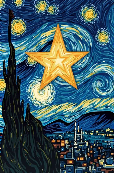 Draw me 1 star night tattoo by artist van gogh manga style