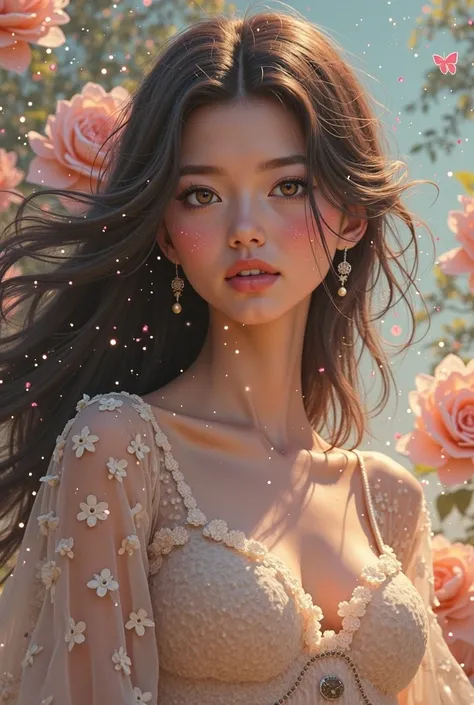 Beautiful woman animated landscape