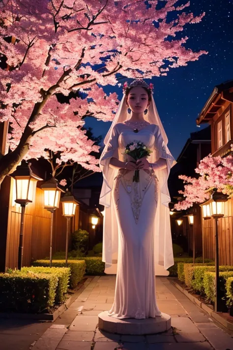  cherry blossoms at night, goddess