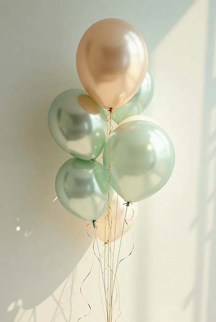 Create a visualization of your sage, white and gold balloon decoration design