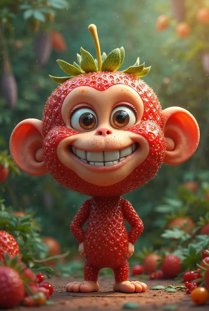 Strawberry with monkey face