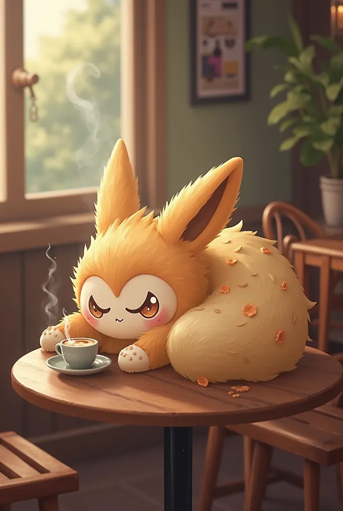 Make me a Pokémon. The keywords are long padding and coffee.