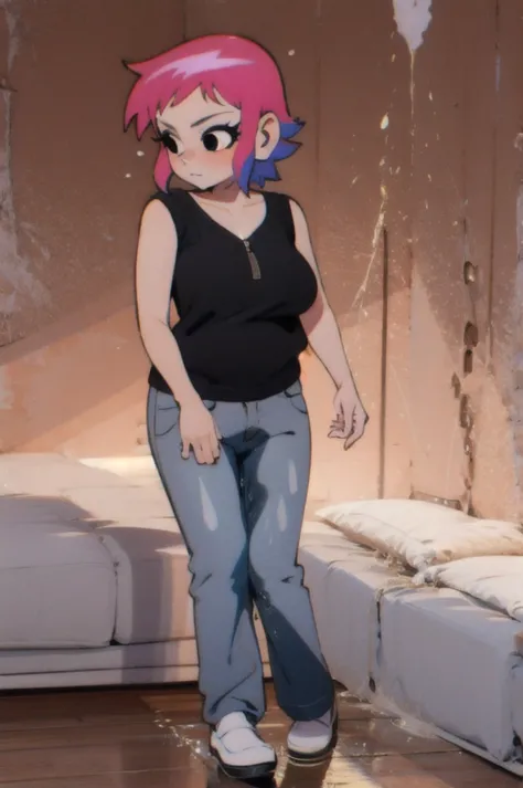 (extremely detailed fine touch:1.2), (light rays,ray tracing:1.2), Masterpiece, best quality, highly detailed
Ramona_Flowers,short hair,black eyes,1girl, solo, medium breasts,closed mouth
BREAK
Peeing pants, peeing herself, wetting pants, wet pants, pee ru...