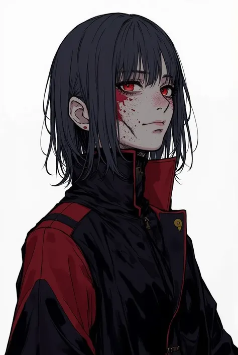 Here is the description of your character's appearance:

Name: ChatBotai

Description:
This is a young man with very dark black hair and a bit messy, slightly oversized. He wears a black and red overcoat, with a very modest and dark overall appearance. 

H...