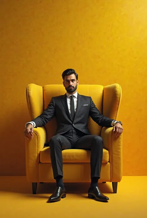 Here is another stylish and luxurious DP featuring the name "Fahad" with a well-dressed male and luxury car colour is yellow and sitting in the soft chair colour is yellow and  