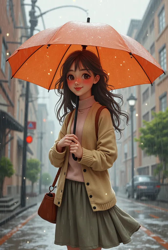 A cute girl carrying a umbrella 