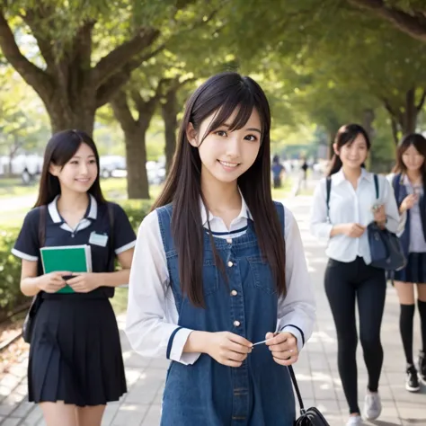 Japanese　super beautiful　female college student　campus