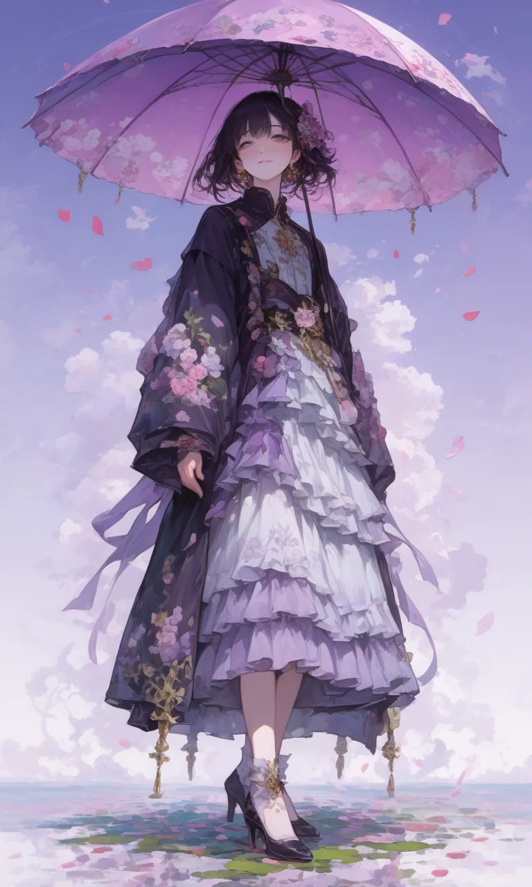 a close up of a person with a purple umbrella and high heels, beautiful fantasy anime, anime wallpaper 4k, anime wallpaper 4 k, anime art wallpaper 4k, anime art wallpaper 4 k, anime art wallpaper 8 k, anime style 4 k, beautiful alluring anime woman, intri...