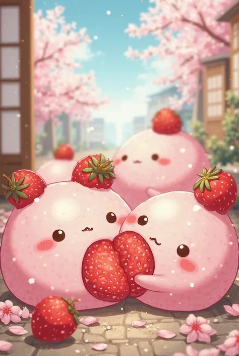 Strawberry mochi anime art