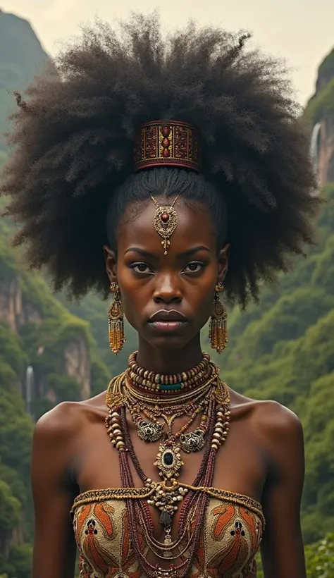 african queen with dark afro coupe 