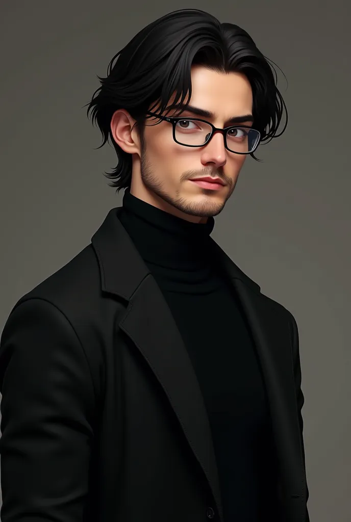 I need ai animation of a handsome guy as he stands opposite face, he is strict, broad-shouldered, coat beautiful. Beautiful hair - black, 5-6 centimeters long,. long beautiful male eyelashes, beautiful normal male lips, beautiful nose. Glasses. No beard, y...