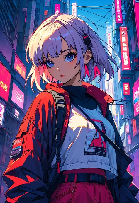 Lo-fi style girl in cyberpunk city  