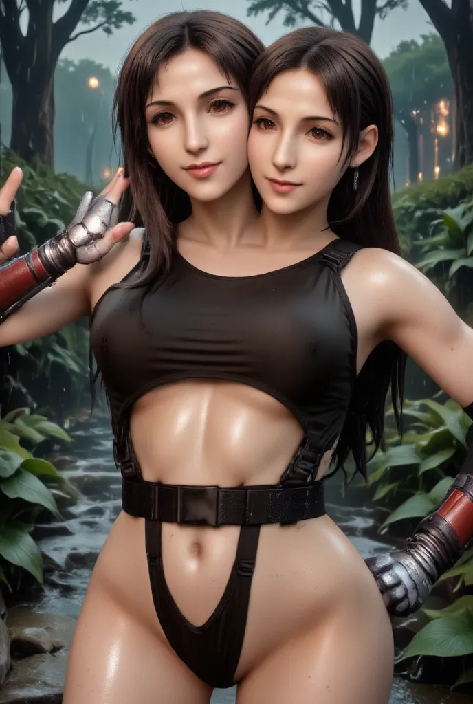 Two heads, tifa Lockhart, aerith Gainsborough, hot outfit 