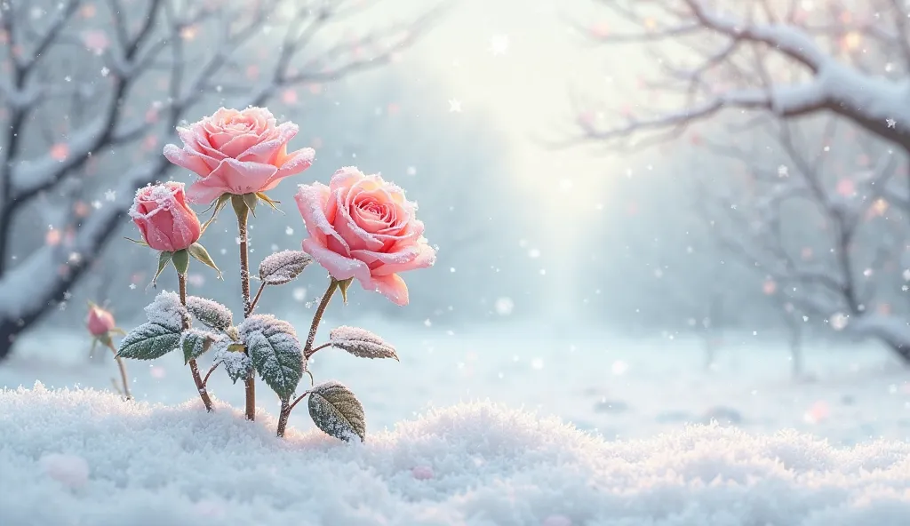 roses in the snow