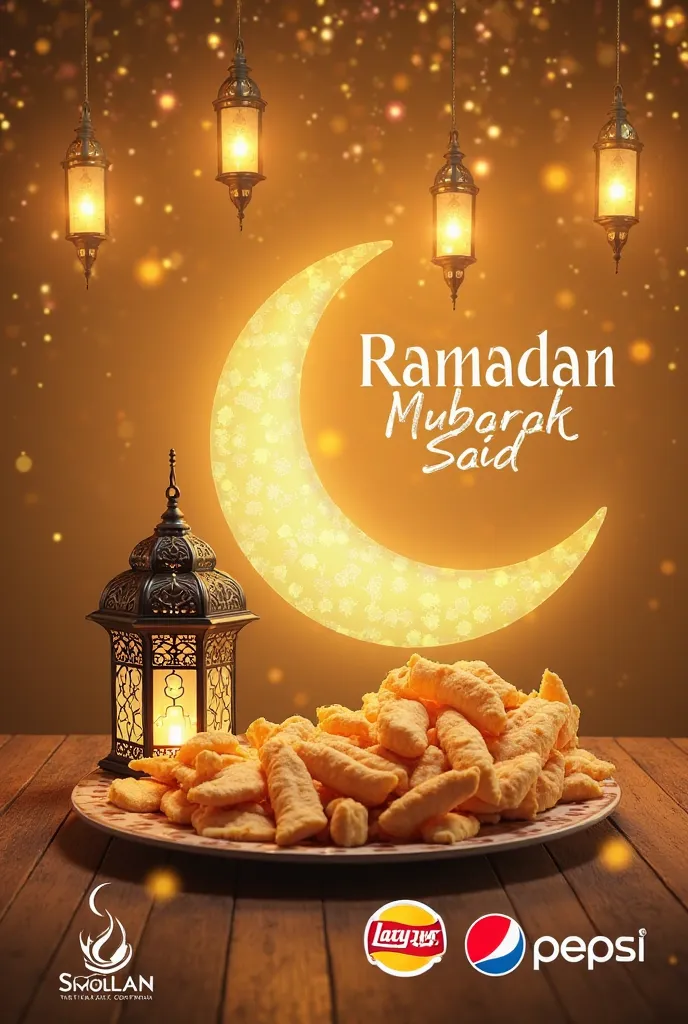 A professional Ramadan Kareem greeting design from Smollan, celebrating the holy month. The image features festive elements like a crescent moon, Ramadan lanterns, and a warm golden background. The text ‘Ramadan Mubarak Saïd’ is prominently displayed. The ...