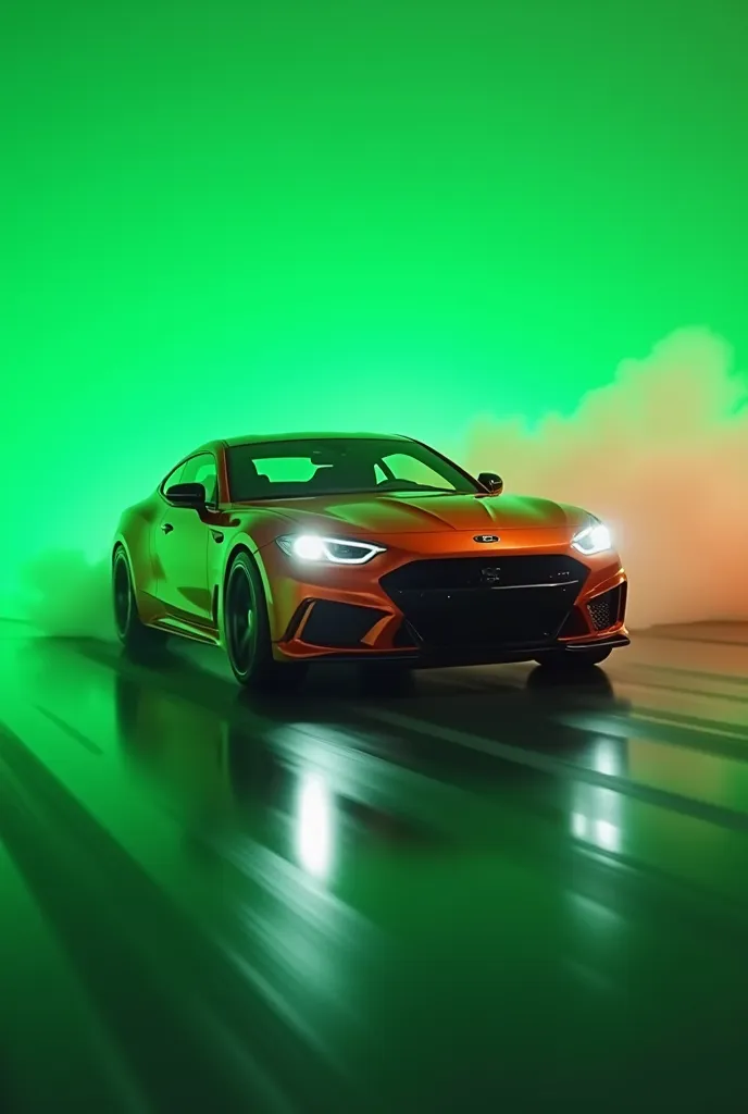 Create a car running from one corner of the screen to the other, with green Chromakey background