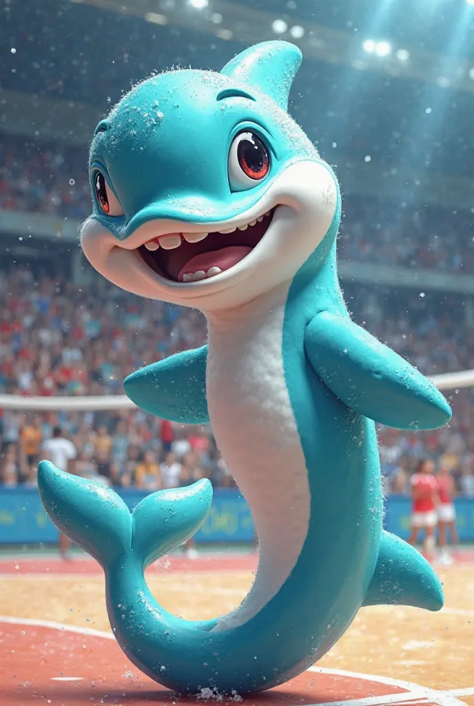 Mascot for a female volleyball team in the shape of a dolphin
