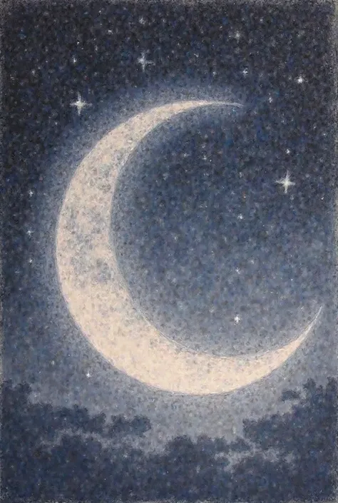 A beautiful pencil drawing of the moon of Ramadan with details and creativity