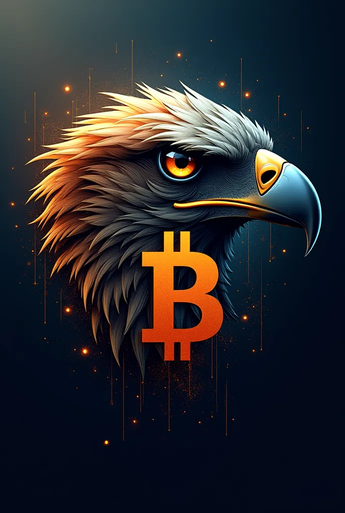 make logo with eagle eye, crypto candles and btc