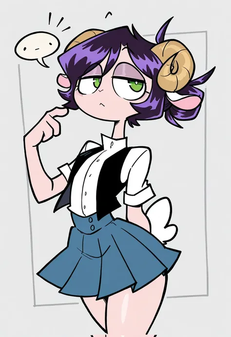 One, check_9, check_8_ upwards, check_7_ upwards, check_6_ upwards, check_5_ upwards, check_4_ upwards,  eastnik_anime, One,  anthro, anthropomorphic sheep boy,  green eyes, sheep horns, purple hair,  feminine, sheep tail,  pigtail hair ,  jitome, white sh...