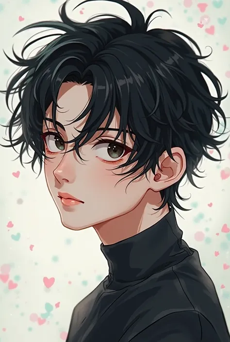 black hair anime boy art