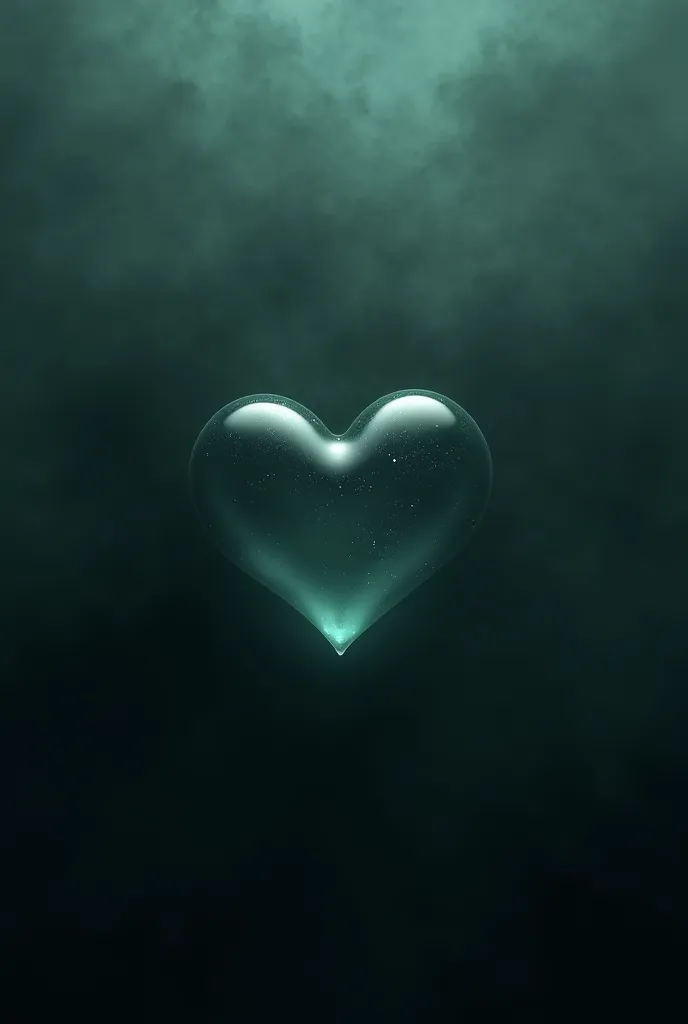 dark green medium , The glass heart is shrouded in black fog, There is a black haze in the glass heart, 