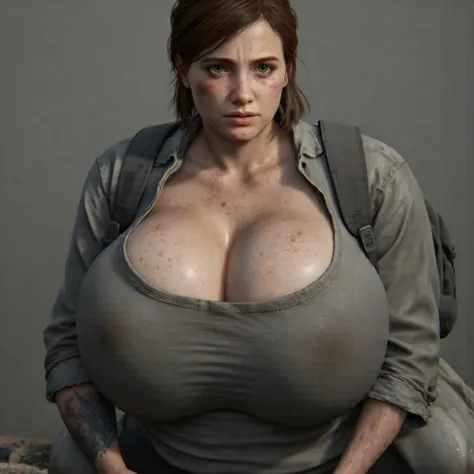 Ellie Last of Us 2 , enormous massive gigantic big large round breasts 