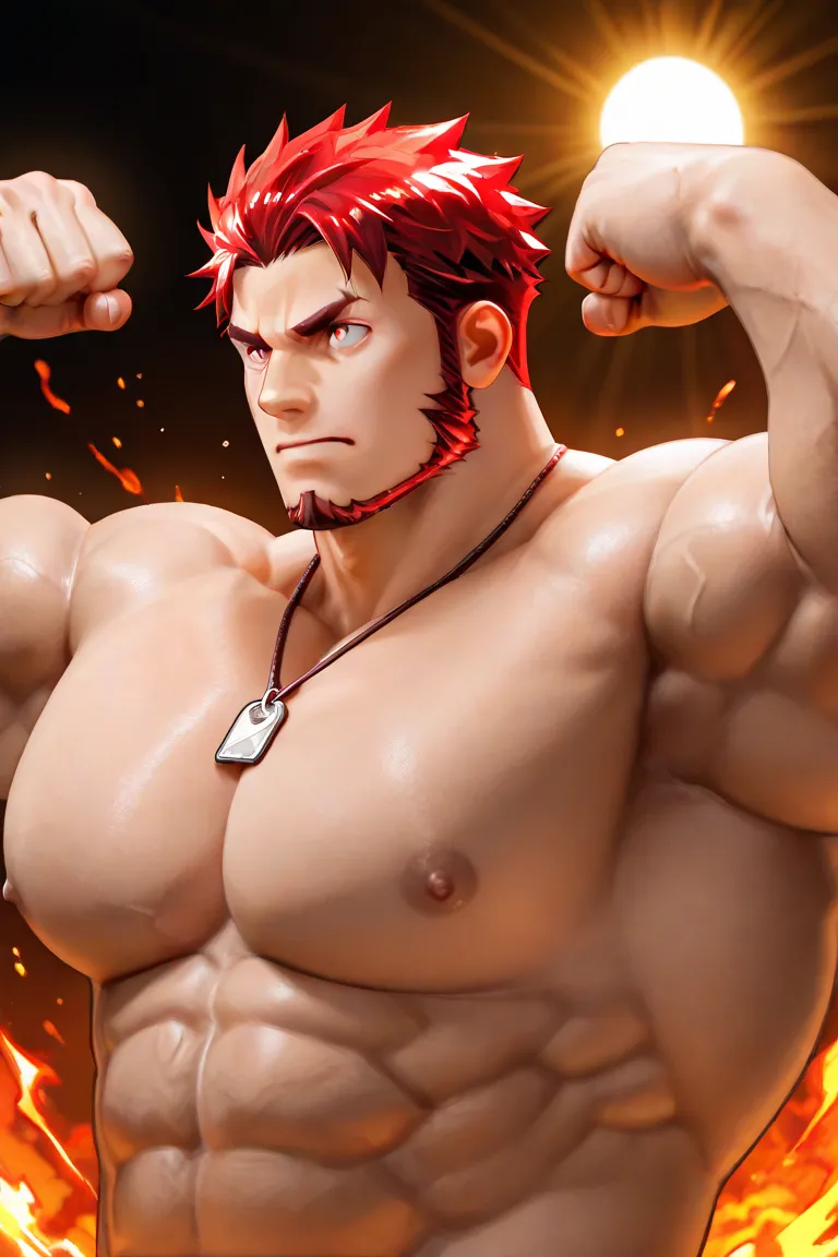 1boy. Muscleman.manly man. Muscle ma. Bara. Big pecs. Firm pecs. Surtr from housamo