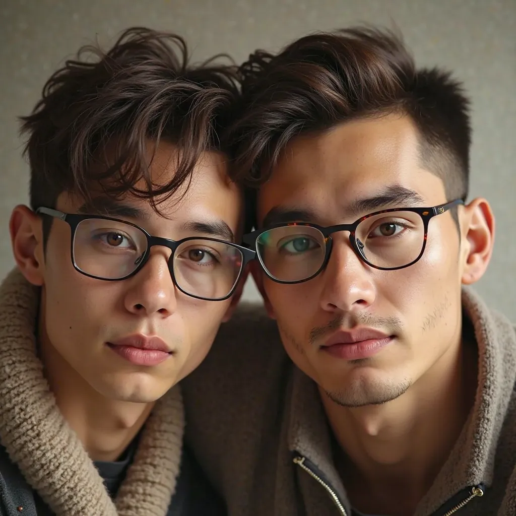 A pair of brothers wearing glasses 