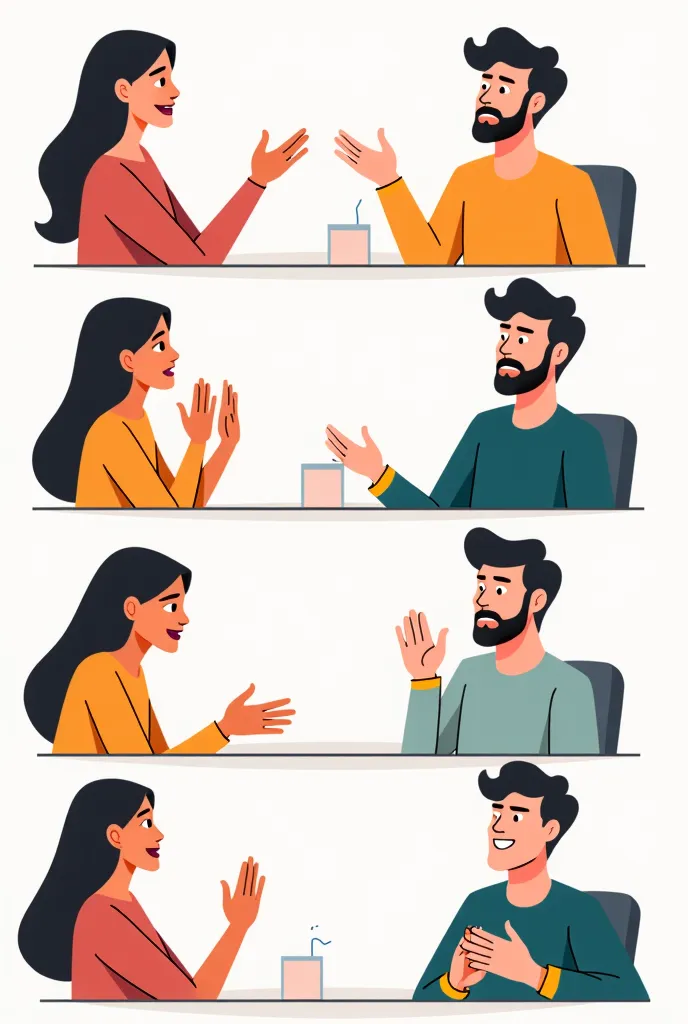 6 comic strip about the communication skills that focuses only on two people 