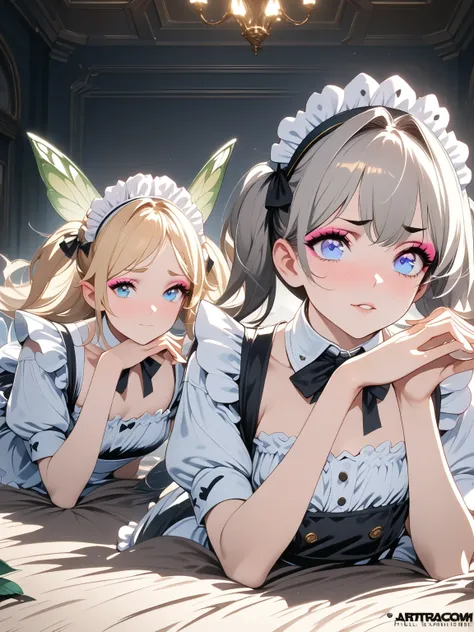  Blonde Twin Tail Maid Daughter ,((masterpiece )), (Highest quality), (Highest quality), ((非常にexhaustiveな,  8K product)), aesthetics, Volume Lighting, (exhaustiveな線画), break, very well detailed (Fairy), (one girl), perfect face, exhaustive, Double Twintail...