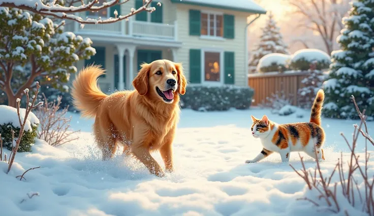 make me a real image for my blog: How Pets React to Seasonal Weather Changes: Dogs & Cats, image 16:9 real