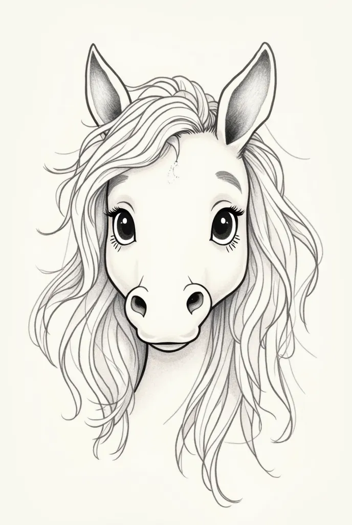 Cute horse head with lines for tatto