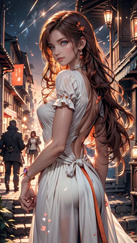 ruined city, battlefield, Ruins, Gun smoke fills the air, Young Scandinavian woman,  cute face ,  enchanting, Highest quality, masterpiece, ((( soft lips ))), (((glossy lips))), very detailed, (semi-realistic:1.2), 、princess dress（princess dress）、choker、cu...