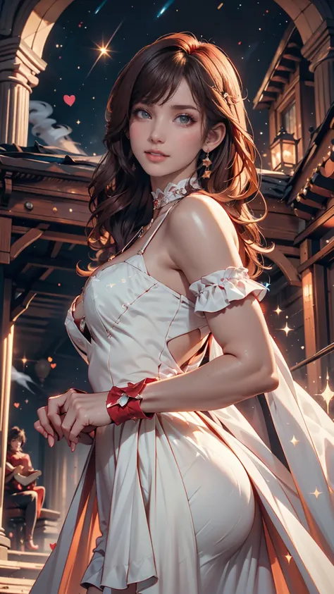 ruined city, battlefield, Ruins, Gun smoke fills the air, Young Scandinavian woman,  cute face ,  enchanting, Highest quality, masterpiece, ((( soft lips ))), (((glossy lips))), very detailed, (semi-realistic:1.2), 、princess dress（princess dress）、choker、cu...