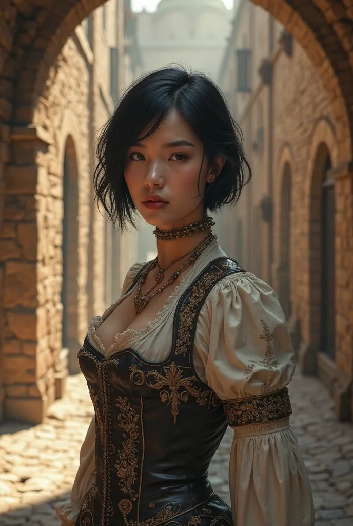 Girl with short black hair wants medieval clothes 