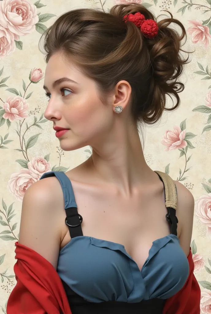 portrait de profil d'une figure féminine stylisée,portrait,detailed facial features,elegant posture,serene expression,detailed hair,detailed clothing,intricate jewelry,fantasy environment,magical lighting,dreamlike atmosphere,soft colors,oil painting,digit...