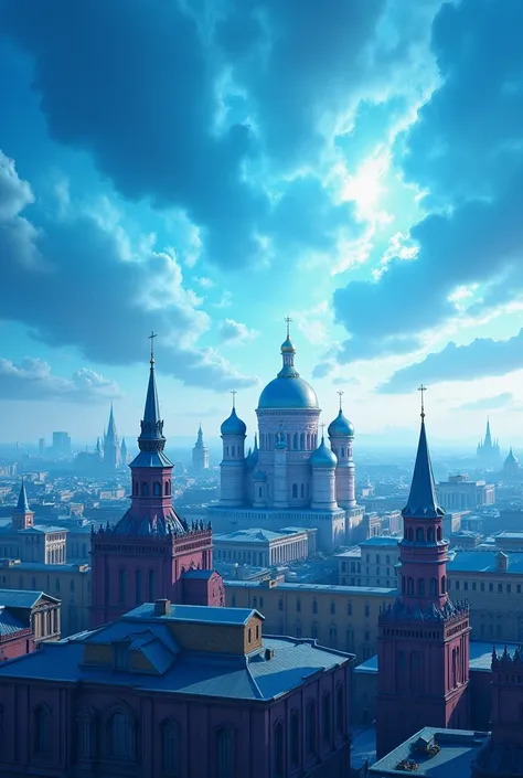 Moscow with blue eyes in the sky 