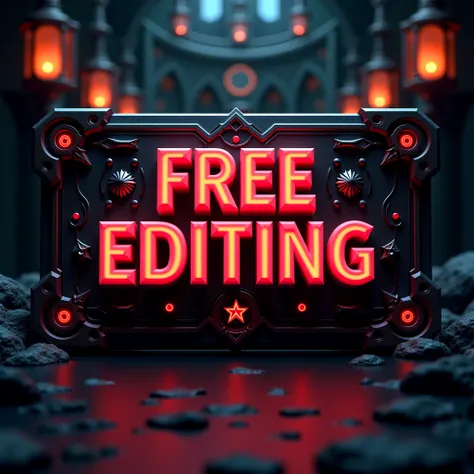 A striking 3D rendering of a game screen showcasing the text "FREE EDITING" in bold, chunky letters. FREE EDITTING PAGE"2025" is highlighted in bright red, contrasting with the dark and mysterious theme of the game Music Is Life. The background features an...