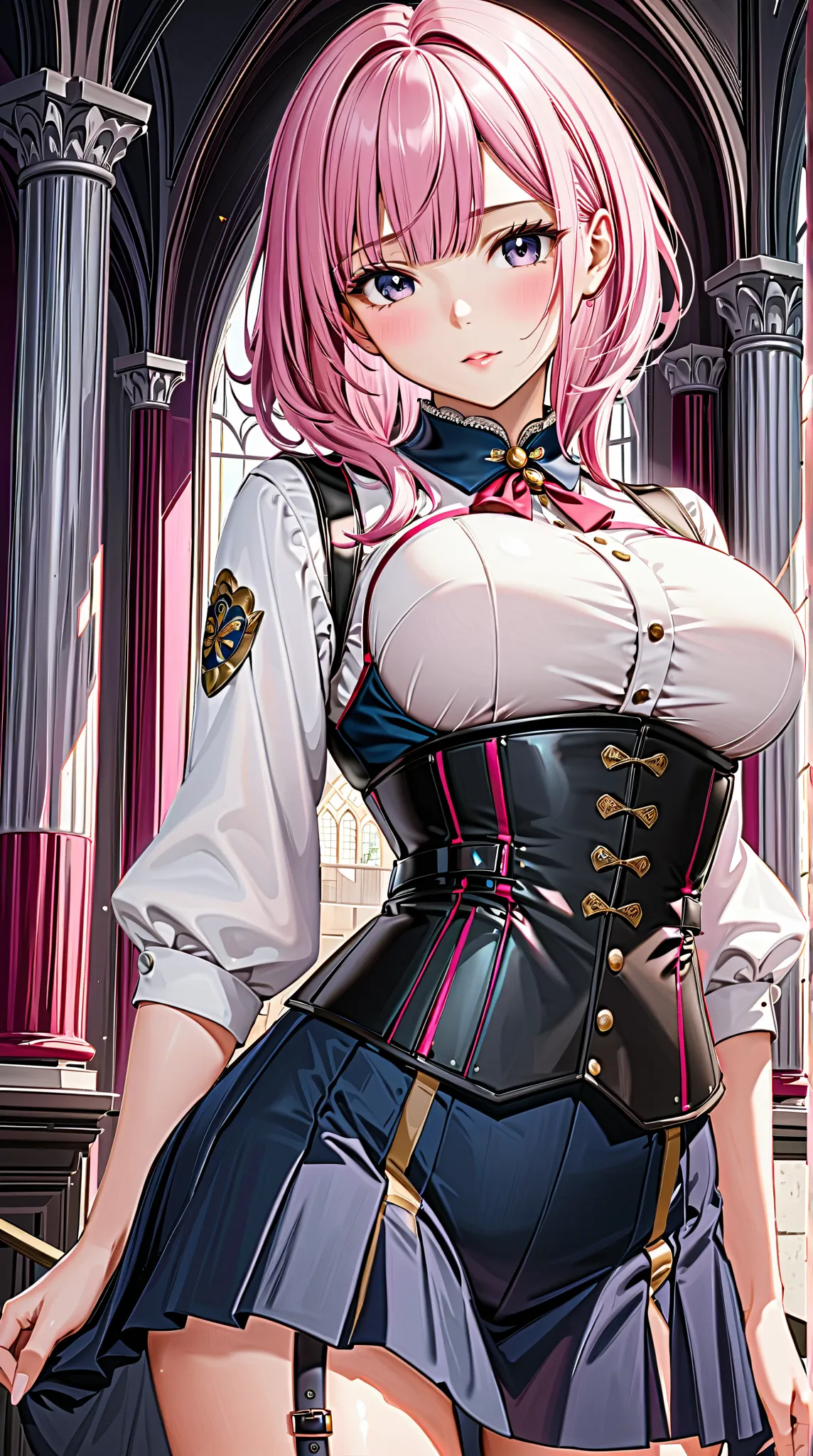  Shiranuhi Mai , pants ,(((masterpiece)))、(( Top Quality))、( very well detailed)、(CG illustration)、( so beautiful ))、   Cinematic Lighting  、(((  1 mechanical girl in a European castle)))、 SF、 The inside of the belly is erotic and grotesque、 graduate schoo...