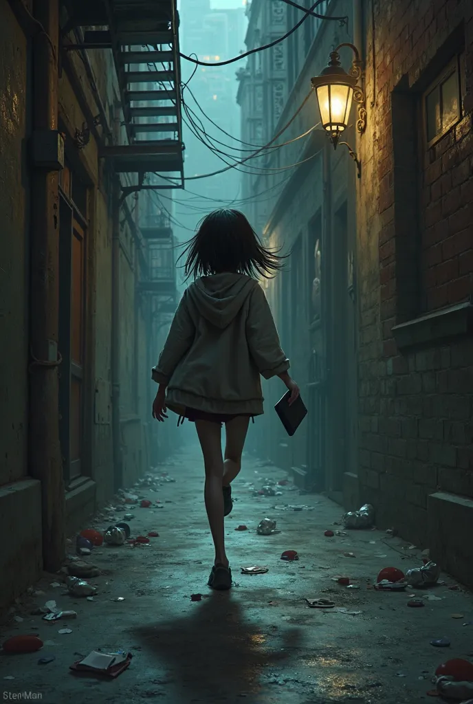 A GIRL STEALING IN THE ALLEY