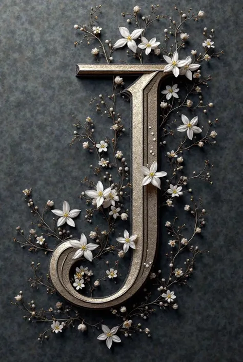 JN letter silver black theme with flower jasmine