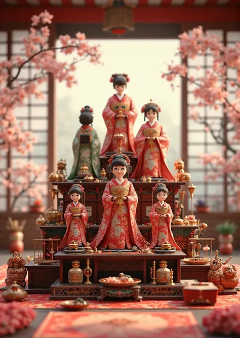 Hina dolls displayed on the Hina Altar、 Japanese Tradition 、Girls' Festival、