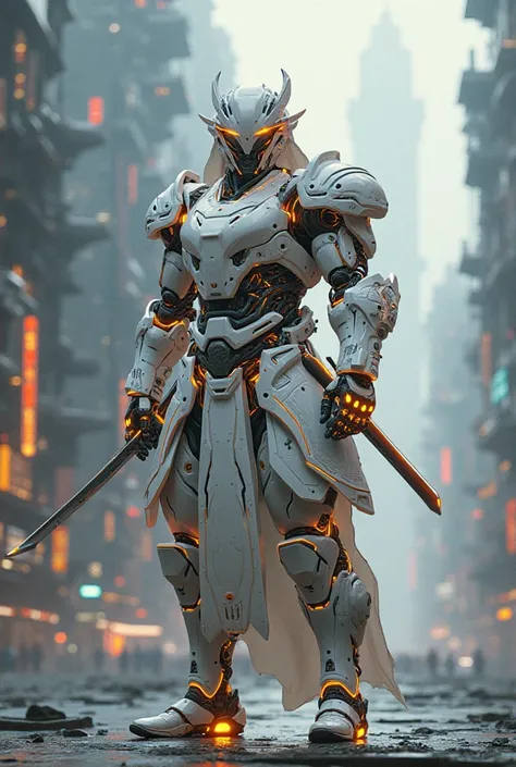 Create Transformer Samurai in White and Orange 