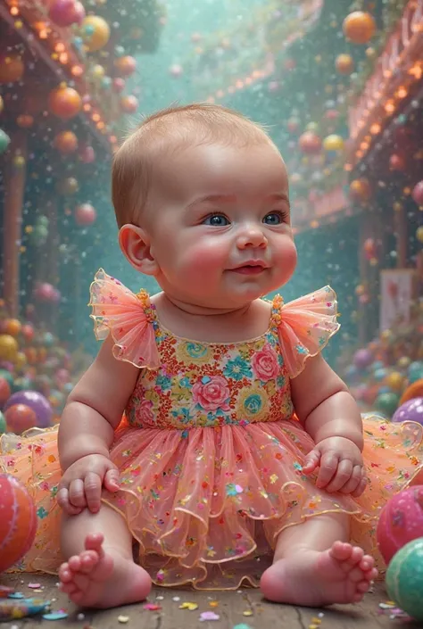 2-month-old newborn, Wear a Pixer-style Carnival theme dress 