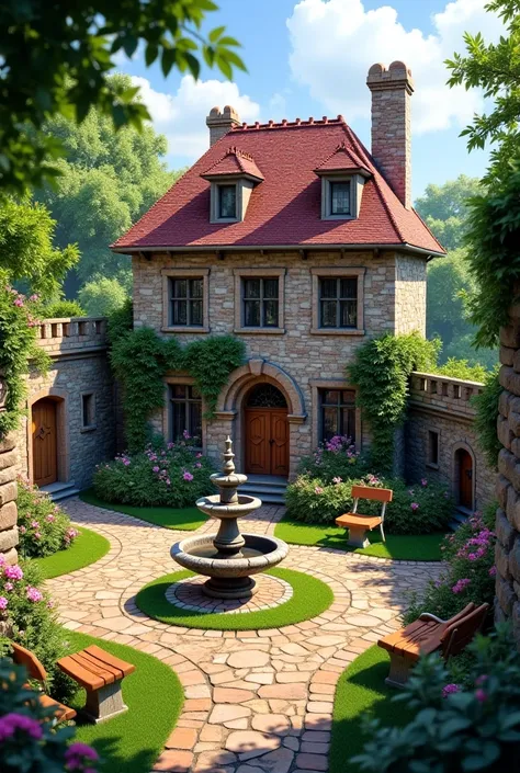 Old country house with courtyard