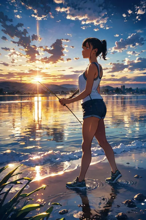 Hi-Res,high image quality,high quality,landscape,realistic,blue sky,Along the River,Walking Trails,tan, tanlines,dark-skinned female, dark skin