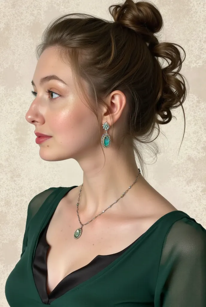 portrait de profil d'une figure féminine stylisée,portrait,detailed facial features,elegant posture,serene expression,detailed hair,detailed clothing,intricate jewelry,fantasy environment,magical lighting,dreamlike atmosphere,soft colors,oil painting,digit...