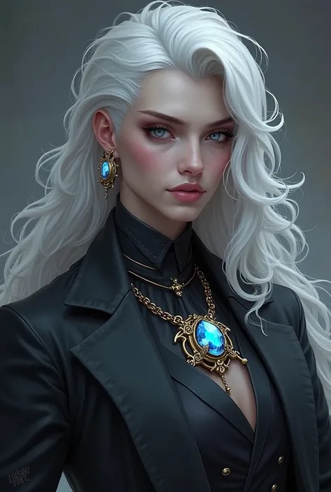  character from League of Legends. He is a young man, has an impressive physique and is very attractive..  her hair is long , wavy and completely white, falling in soft locks around her face and shoulders. His eyes are penetrating, of an intense gray or si...