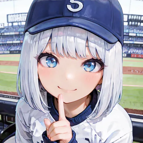 (Highest quality), masterpiece,  aosiai123 ,  Bright Eyes ,   very big eyes, eye focus,Character focus, well-groomed face, textured skin, (2 girls completely naked), Sleeves Over Wrist, ((Baseball stadium spectator seats)), Supporting, white and blue skirt...